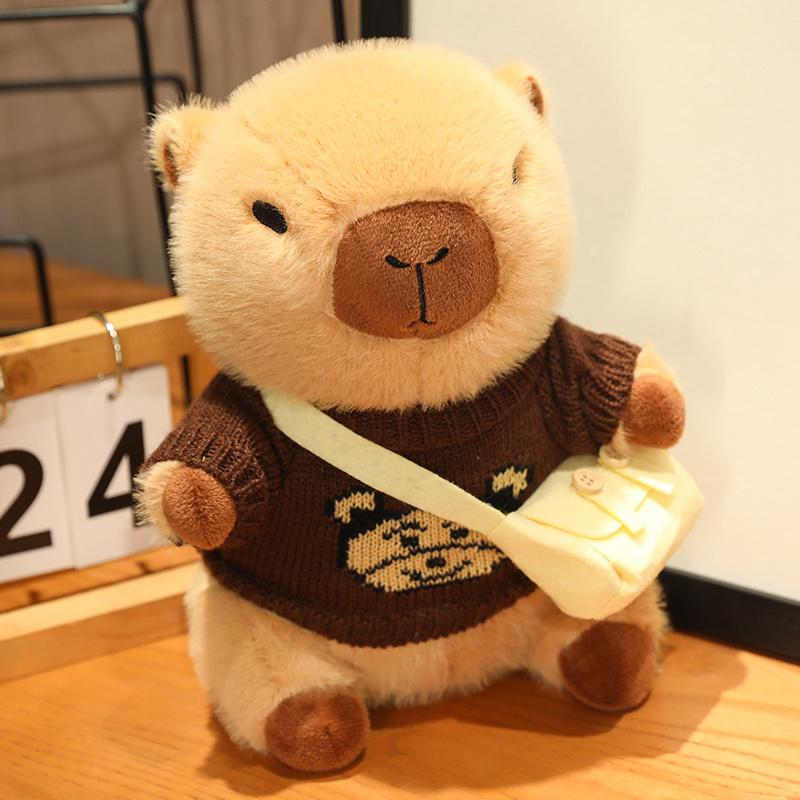 23cm Kawaii Kleiderwechselndes Capybara Plüschtier Simulation Stofftier Capybara mit Pullover Weiches Kinderspielzeug für Mädchen Geschenk 23cm