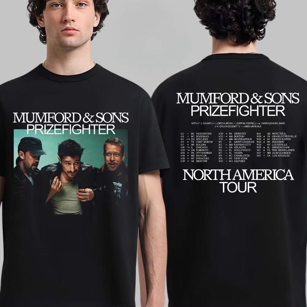 Mumford Sons 2025 North America Tour Show Logo Graphic Tee Folk Streetwear Casual Unisex Short Sleeve Top