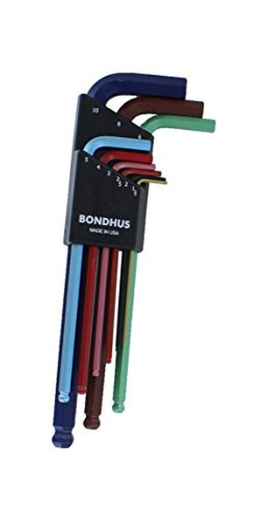 Made In USA BONDHUS Hex Ball Point Color Guard Set BLX9MCG 69499 L-Wrench Set, Long, 9-Piece (1.5, 2, 2.5, 3, 4, 5, 6, 8, 10mm) No.