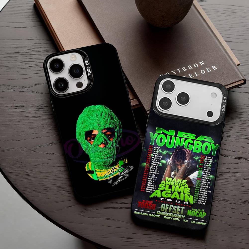 YoungBoy Never Broke Again Tour Phone Case For iPhone17,16,15,14,13,12,11 Plus,Pro Max Black Candy silver phone case