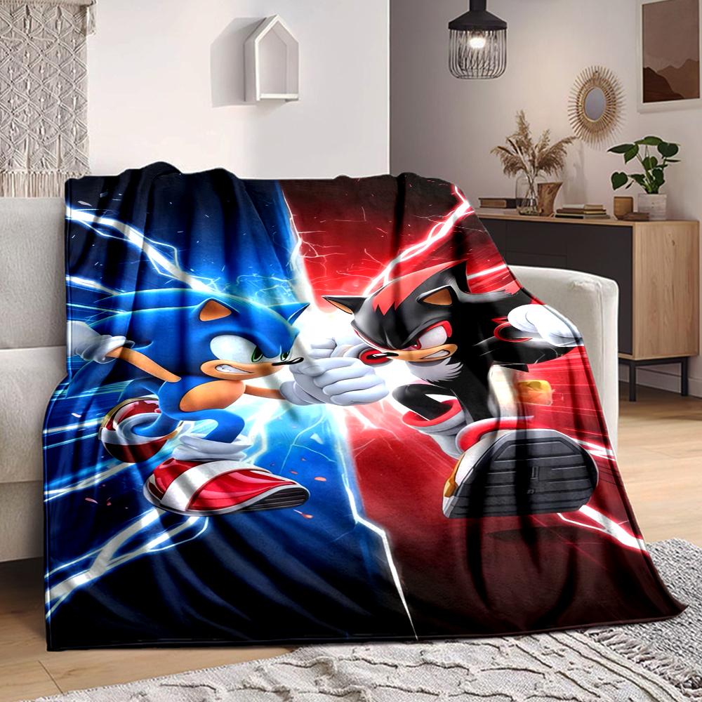 1Pc Clash Sonic Vs Shadow Blanket Soft And Comfortable Casual Warm Camping Travel Christmas Halloween Xmas Gift M924134