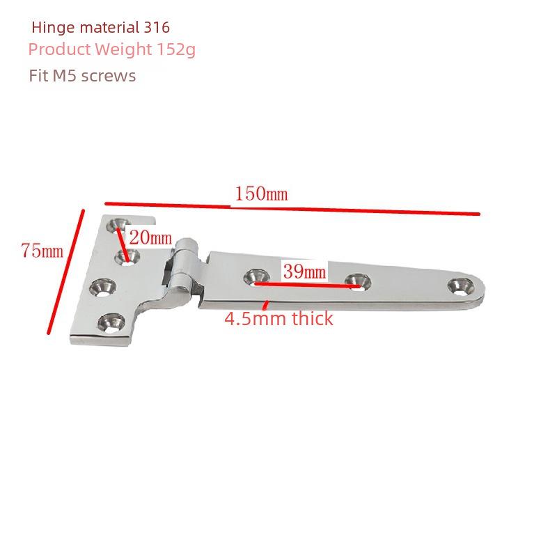 316 Stainless Steel T-Shaped Cabinet Glass Door Hinge (152x75x4.5/100x54x4.8)
