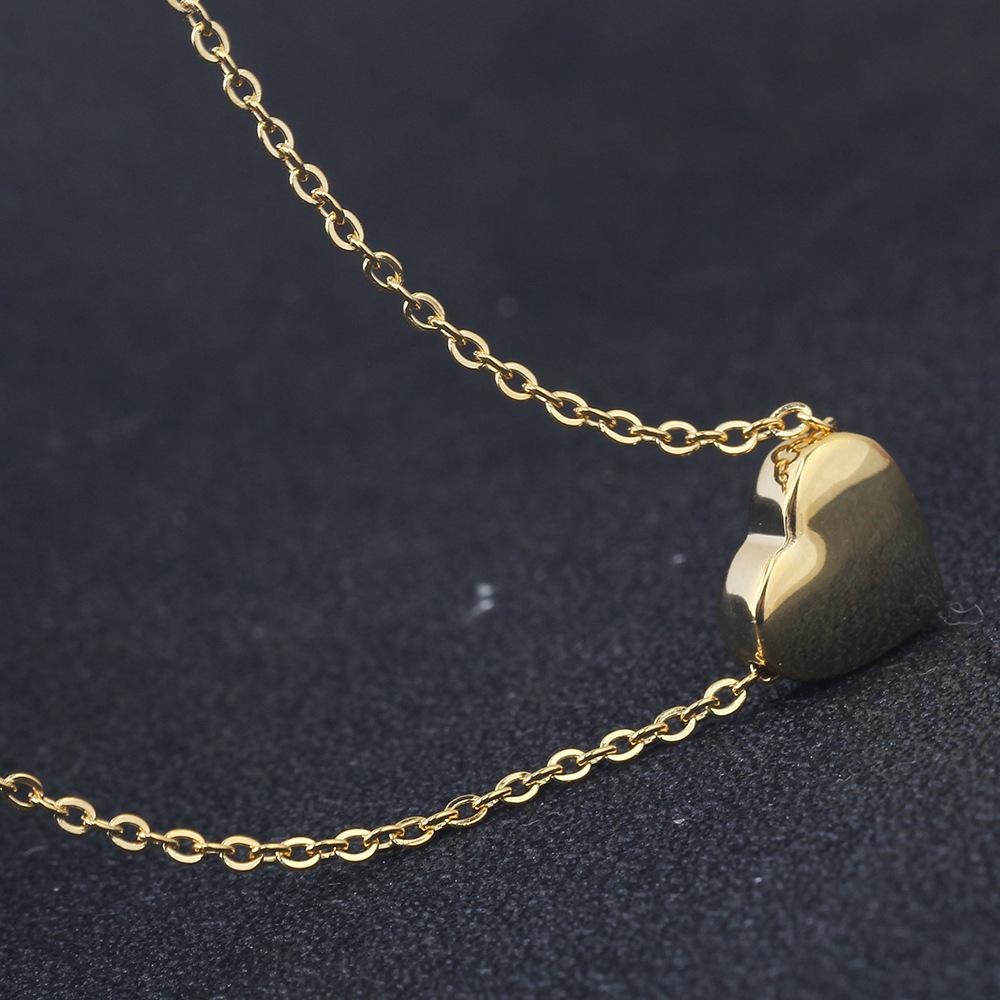 Cross-Border Simple 12MM Heart Necklace: Three-Color Stainless Steel Clavicle Chain with Engravable Pendant for Women