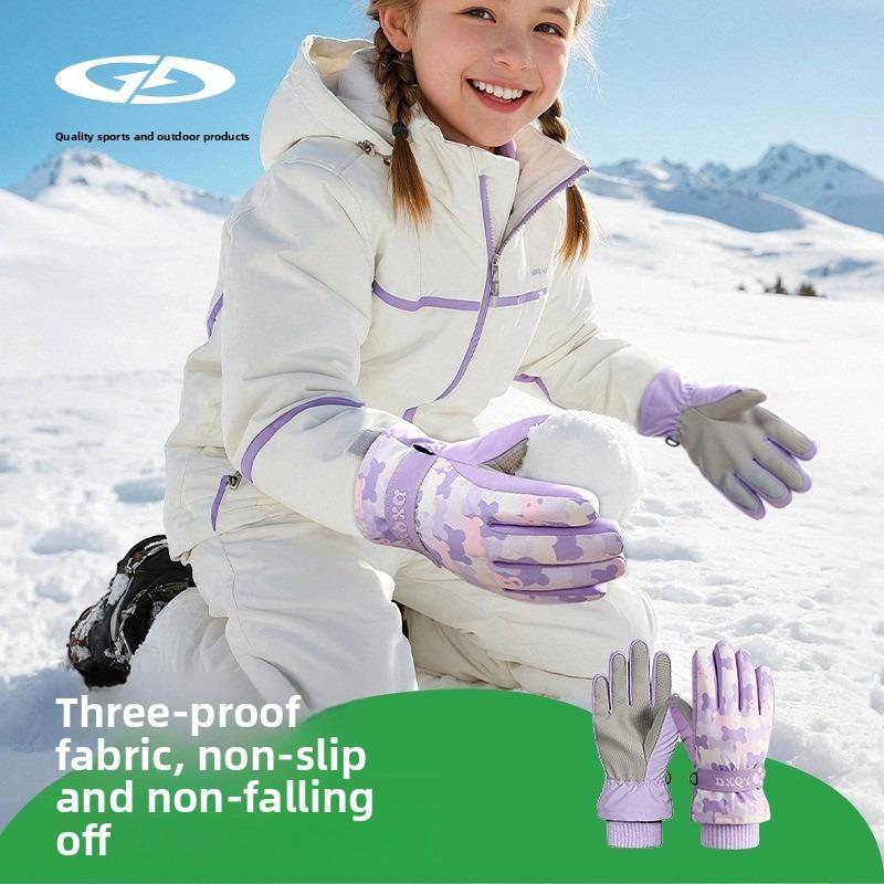 Kinder Skihandschuhe Wasserdicht Winter Warm Snowboard Fäustlinge für Jungen Mädchen, Rutschfeste Thermohandschuhe für Schneespiele & Eislaufen