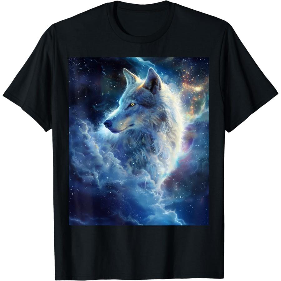 

WqLqW Alpha Wolf Dark Fantasy Space Graphic Wolf Lovers T-Shirt XXXXXL чорний