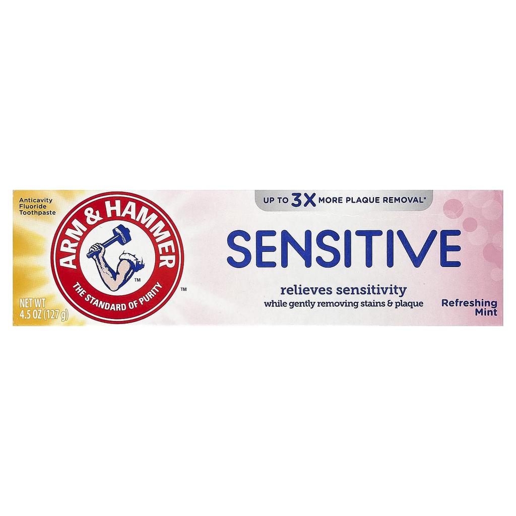 Arm & Hammer Anticavity Fluoride Toothpaste, Sensitive, Refreshing Mint, 4.5 Oz (127 G)