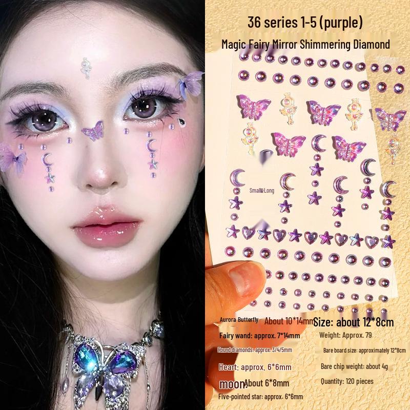 Children's Rhinestone Rose Diamond Face Stickers for Concert Makeup & Styling
