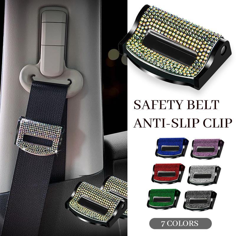 

2PCS Bling Diamond Car Safety Seat Belt Buckle Clip Stopper Adjuster Non-slip Car Seatbelt Strap Clips Car Accessories 07