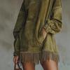 High Neck Loose Pocket Tassel Long Sleeve Suede Dress, 2026 Edition