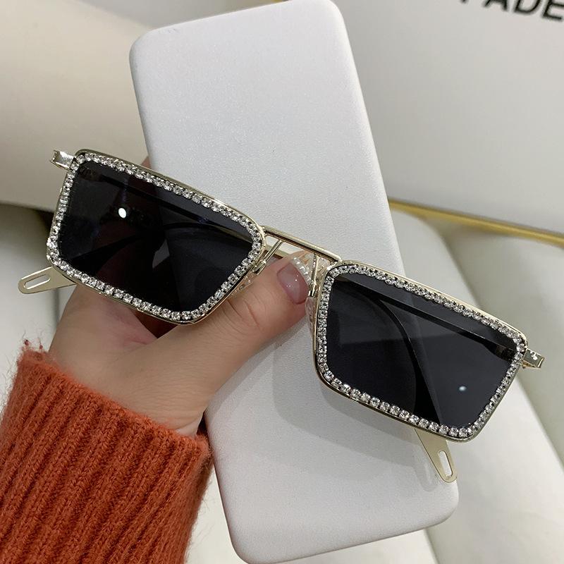 Frameless Sunglasses, Creative Personalized Women'S Sunglasses, Square Frame Sunglasses With Diamonds