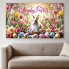 Cute Tulip Eggs Bunny Background Colorful Easter Hanging Banner  Courtyard Indoor Outdoor