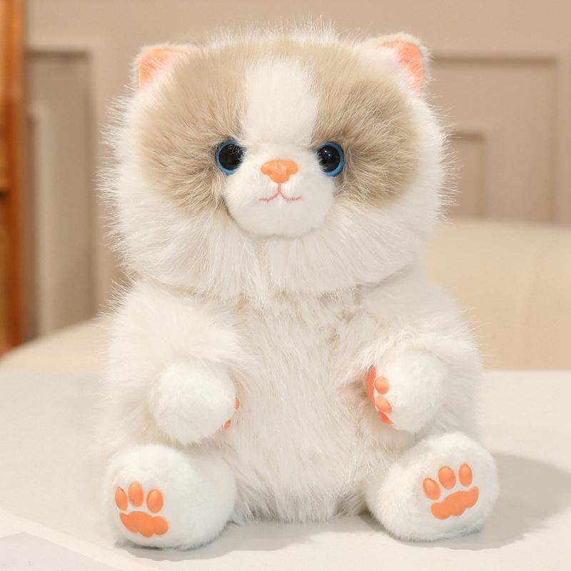 15cm Quietschende Katze Plüschtier Gefüllte Sitzende Stoffpuppe Siamkatze Zeichentricktier Anhänger Taschendekoration Geschenk