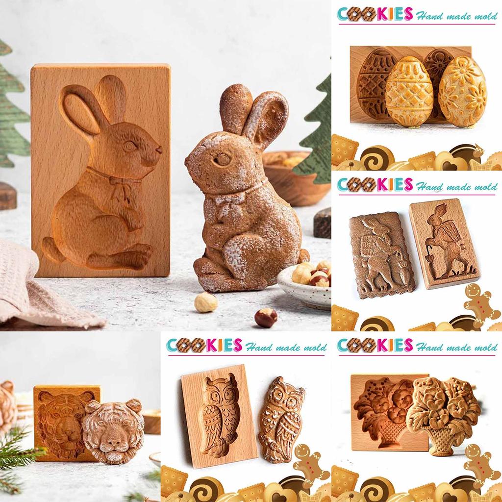 Cookie Cutters Biscuit Molds Baking Tool Kitchenware Wood Material 6 Styles Choose Perfect Baking Gift for Baking Lover