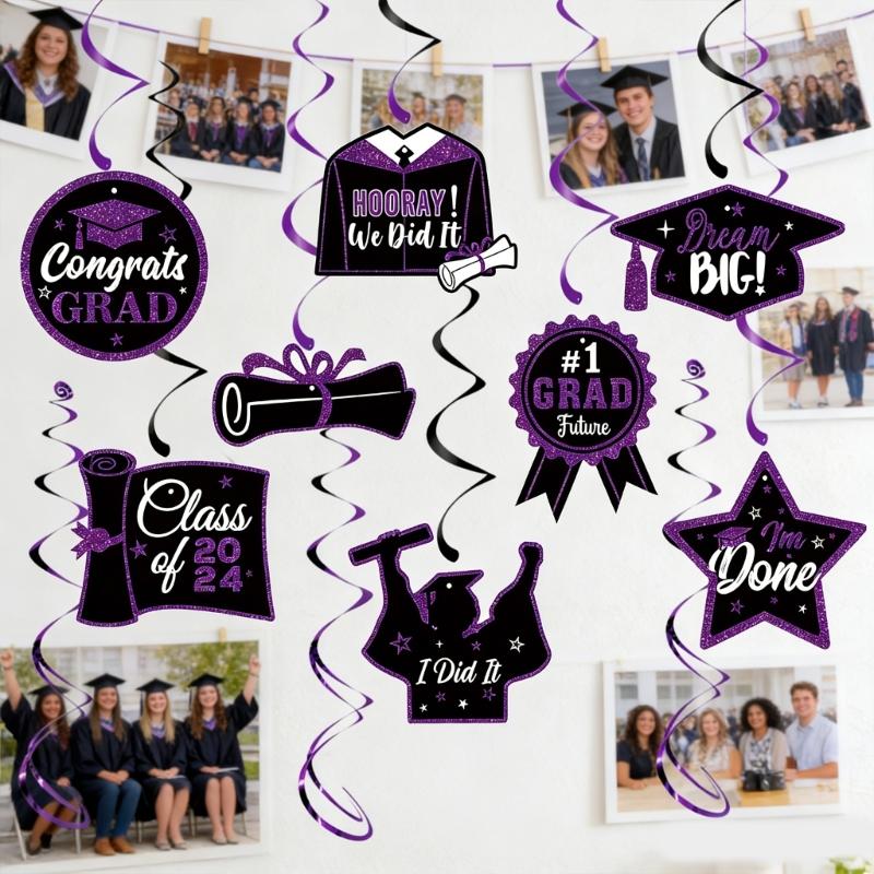 DIY Graduations Celebration Set With Hanging Banners And Honeycomb Paper Decorations Twist Cell Background