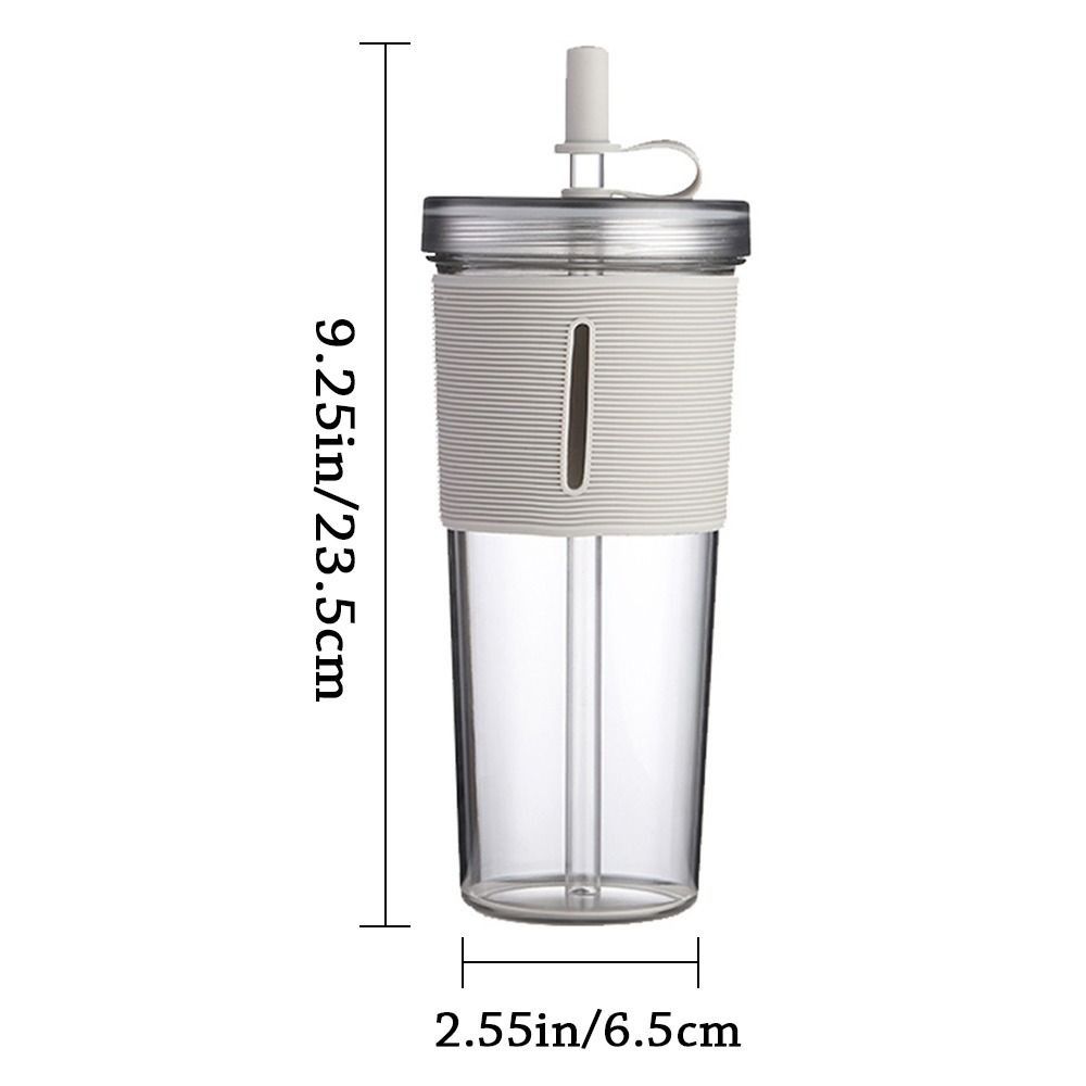 Reusable 710ML Drink Bottle Clear with Straw Straw Cup High Temperature Resistant Outdoor Kettle Gift
