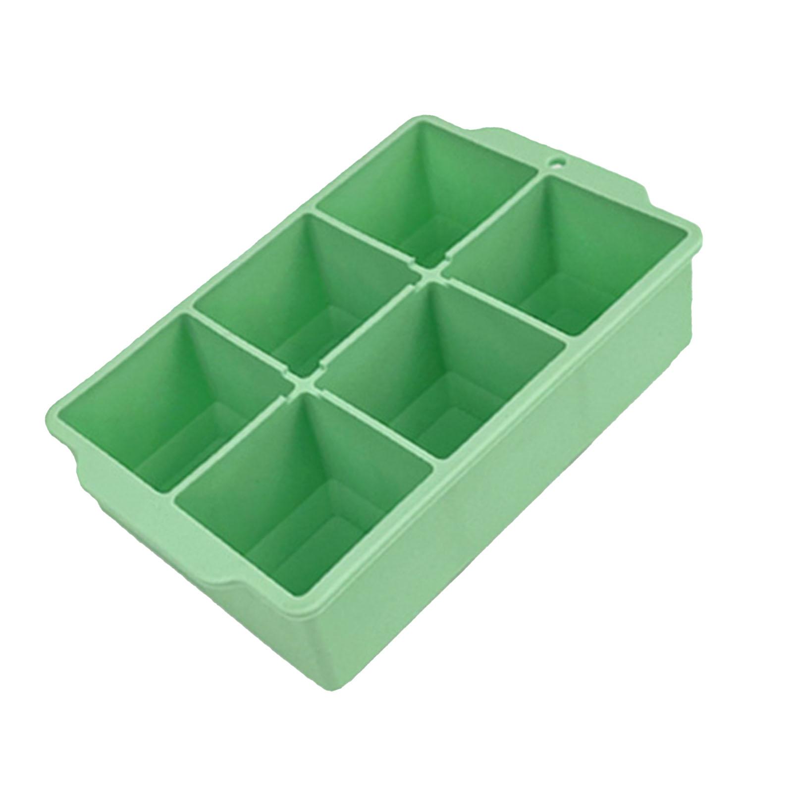 

Ice Cube Tray Food Grade Silicone 6 Ice Cubes Maker Mould with Removable Lid for Cocktail Coffee Green трава зеленый