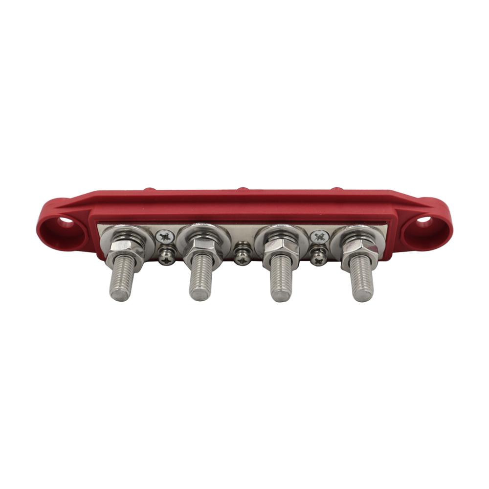 1pc Red M8 5/16" 4 Stud Power Distribution Block For Automobile RV Boat Yacht