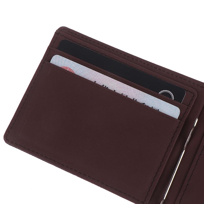 1X Billetera con Clip para Billetes Ultradelgada de Cuero para Tarjetas de Crédito/Identificación