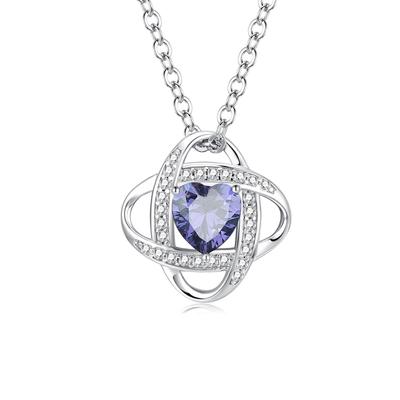 Halskette Tansanit Dezember Geburtsstein Silber S925 Platinbeschichtet Schmuck Weihnachten Geburtstagsgeschenk Verpackungsmaterialien Enthalten [AGVANA] Damen