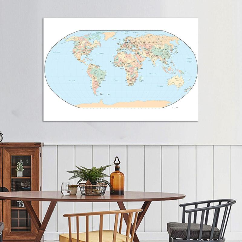 Standard Map World Map with National Flag Classic Edition Map of The World Posters and Prints for School Supplies