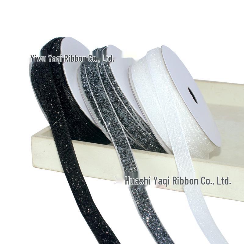 1cm Flocked Ribbon for Gift Wrapping & Costume Decoration - Non-Elastic, Shiny Woven Design