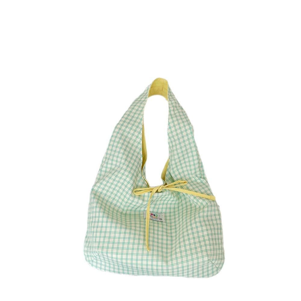 Plaid Candy Color Double Sided Women's Shoulder Bags Sweet Strap Bow Ladies Handbags Large Capacity Portable Female Underarm Bag