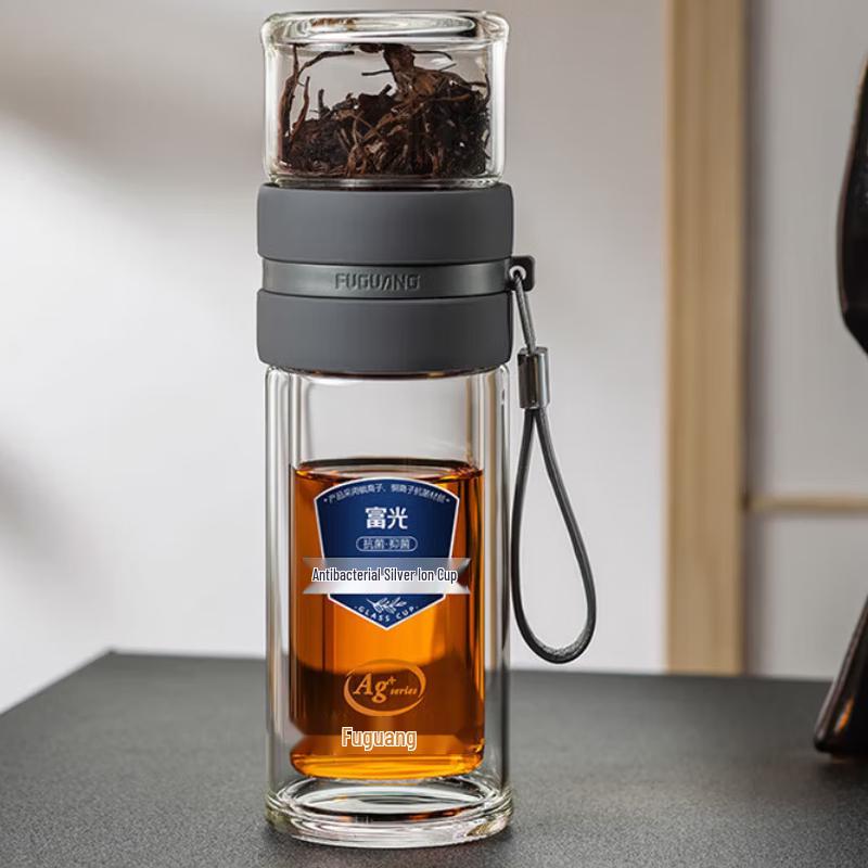 FUGUANG Antibacterial Double-Layer Glass Teacup