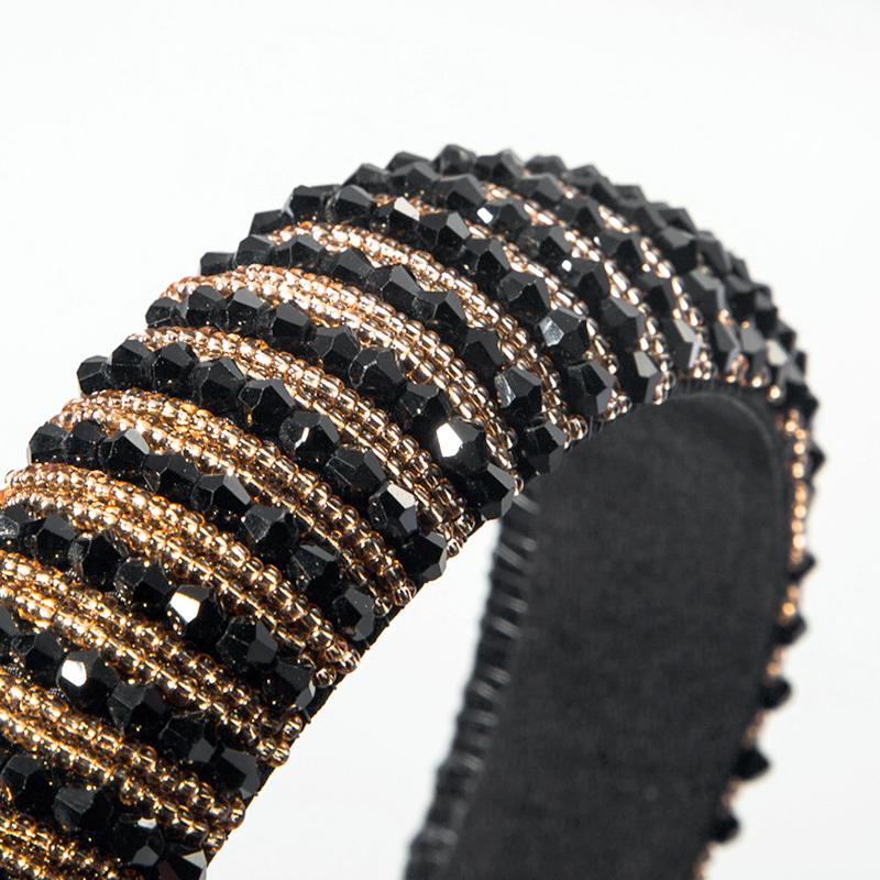 1Pc Padded Head Crown Elegance Crystal Beaded Multicolor Wide Edge Baroque Women's Hair Band Headband