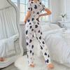 Women's Sleepwear, Short Sleeved Pants, Comfortable Heart Printed Casual Home Suit Set, Sleepwear Suitable For Women To Wear Outside