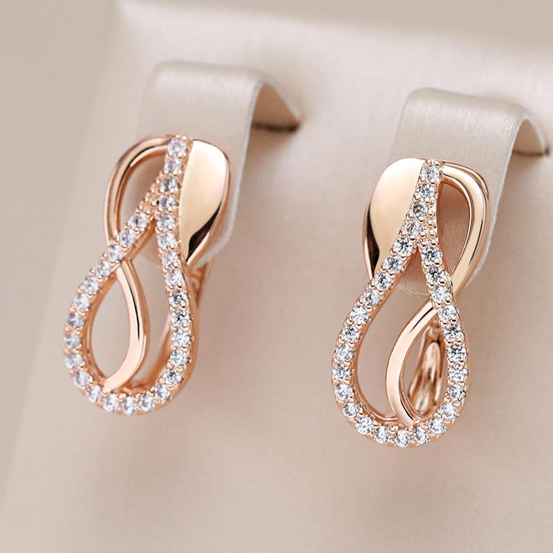 Luxury Geometry  Rose Gold Color Drop Earrings For Woman Fashion Natural Zircon Accessories Daily Vintage Jewelry