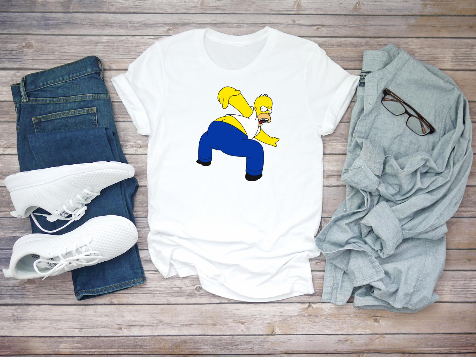 Homer Simpson Kiss My ss Short Sleeve White Men T-shirt F297 XL