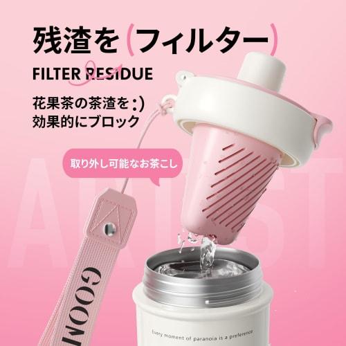 GOOM 600ml Insulated Stainless Steel Water Bottle (31603), 3-Way Design with Straw, Vacuum Insulated, Strap Included, Tea Strainer Included, Leak-Proo