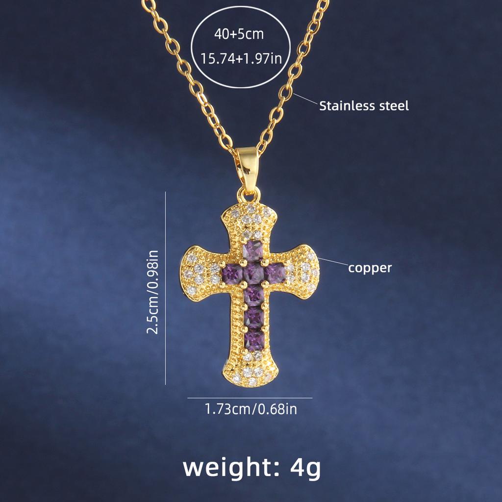 Hot Selling Copper Plated 18k Micro Inlaid Zircon Cross Necklace
