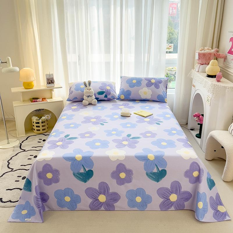 Soft Cotton Thick Cartoon Dog Bed Sheet Set, Adults Kids Teens Bedroom Colorful Lines Bedding Set, Flat Sheet with 2 Pillowcases
