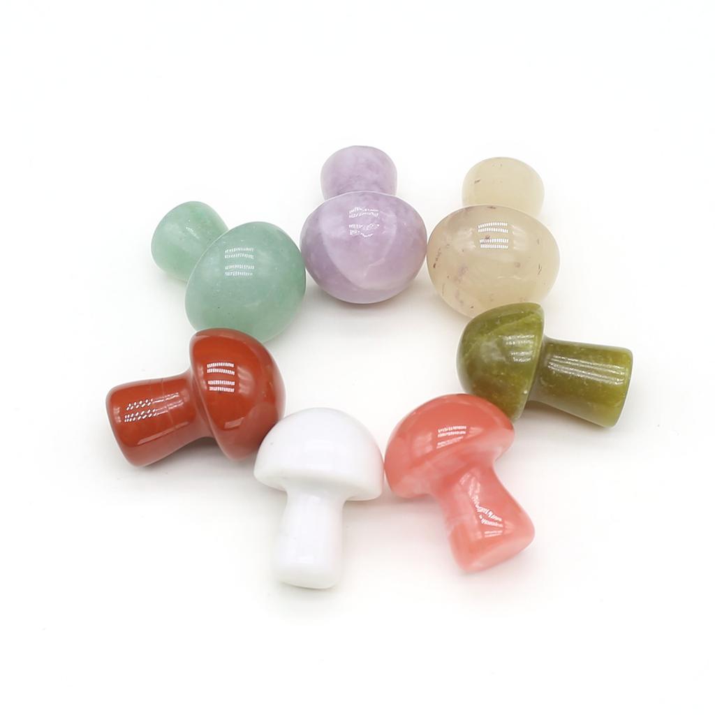 7Pcs/Pack Natural Stone 7Chakra Mushroom Shape Ornament Decoration Reiki Healing Gemstone Home Decor Small Furnishings Women Jewelry Gifts 15×20 Mm