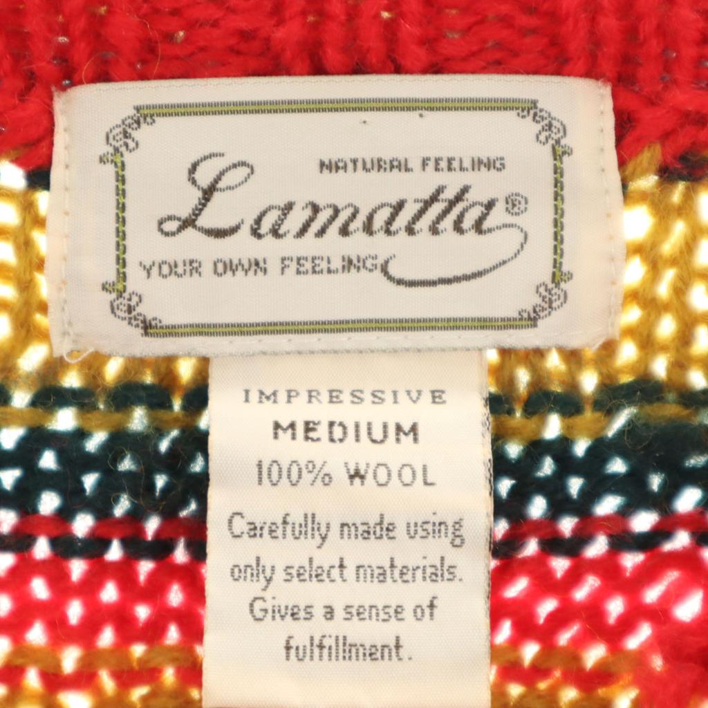 Lamatta 90s Old Overall handle Long sleeve sweater M Multi knit Men's Used