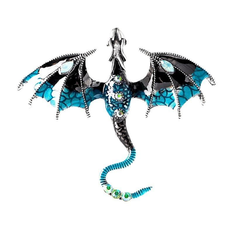 Retro Oil Drip Cartoon Dragon Shape Brooch Zodiac Personality Suit Coat Accessories Pin Jewelry