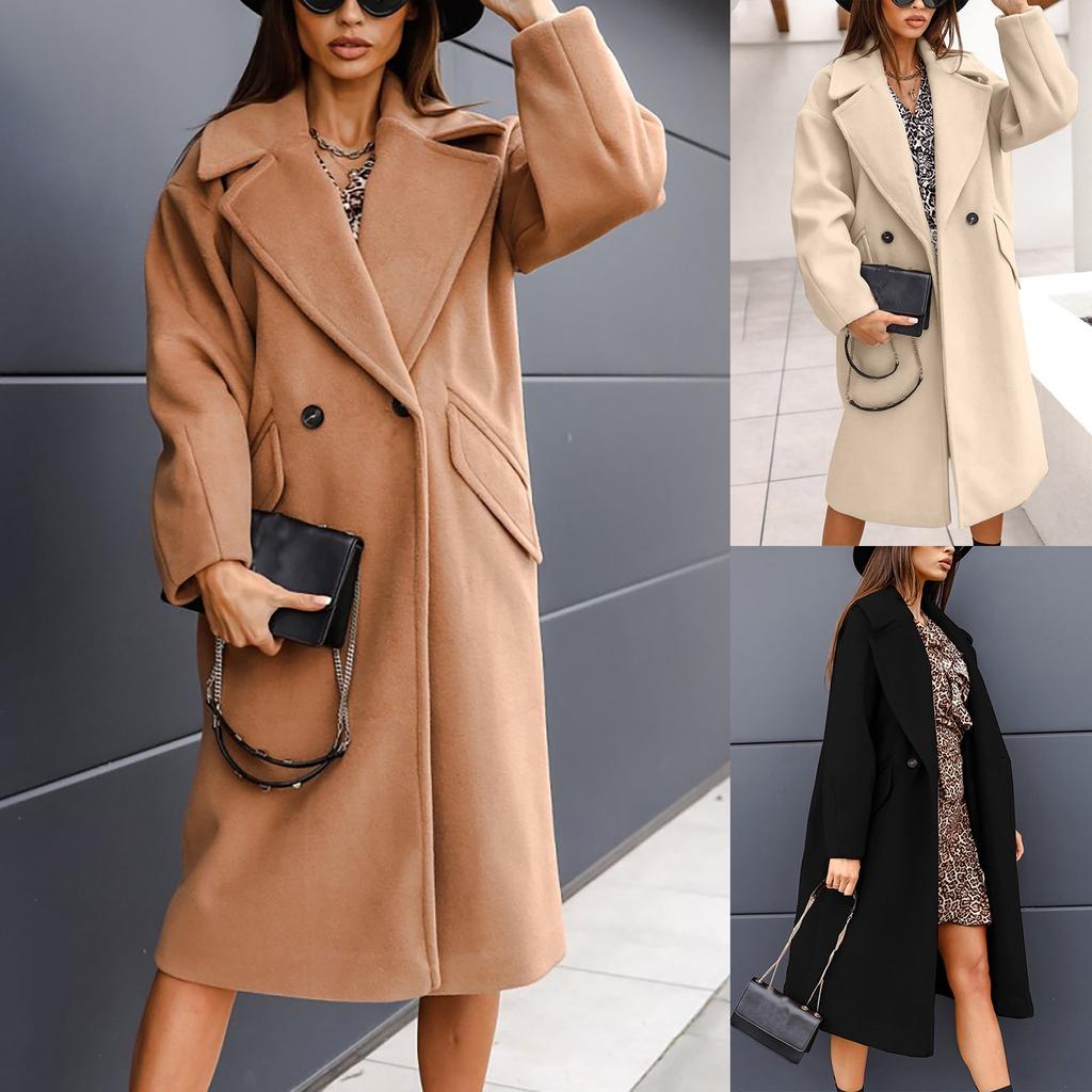 Women's Autumn And Winter Long-Sleeved Suit Collar Double-Breasted Neko Jacket