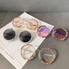 Zircon Oversized Diamond Sunglasses Luxury Round Rhinestones Sun Glasses Women Clear Eyeglasses Shades For Women  Feminino