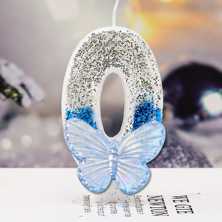1st Birthday Candle Cake Topper Colours Creative Number 1 Candle Cute Blue Butterfly Digital Candle Birthday Wedding Party Decor