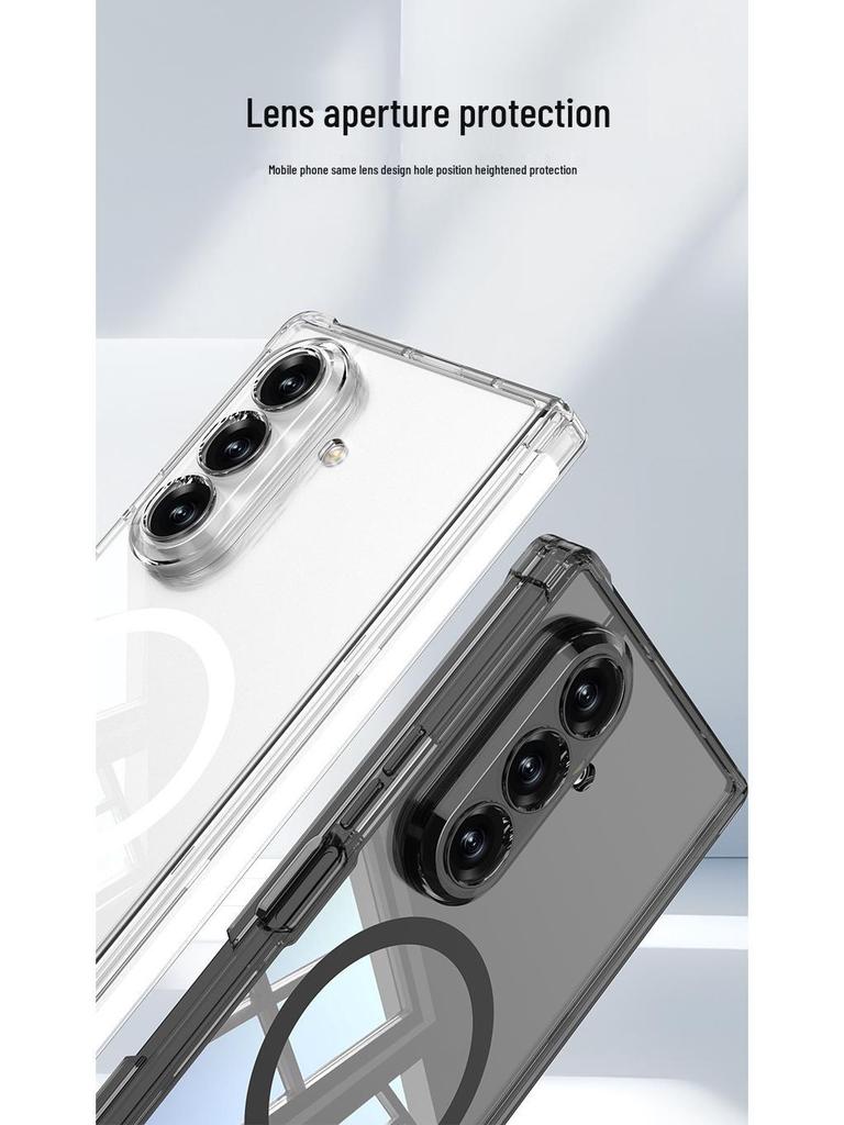 Samsung Z Fold7 Magnetic Anti-Fall Airbag Transparent Protective Case with Magsafe Wireless Charging Compatibility.