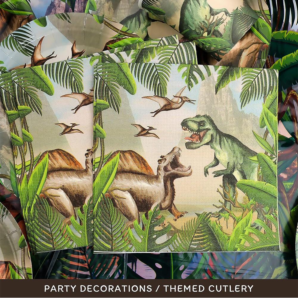 51pcs Dinosaur Party Supplies Includes Plates Napkins Cups Tablecloth, 10 Guests