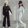 Pantaloni Larghi a Maniche Lunghe da Ragazza per Primavera e Autunno Completo a Due Pezzi Pantaloni da Strada Fritti Vita Alta Stile Coreano da Donna