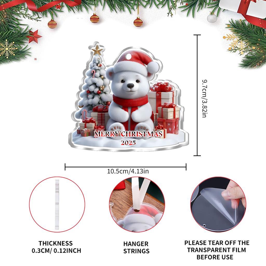 Cartoon Bear Christmas Pendant Ornaments Cute Polar Bear Panda Xmas Tree Hanging Pendant Decoration Home Car Decor Navidad Gifts