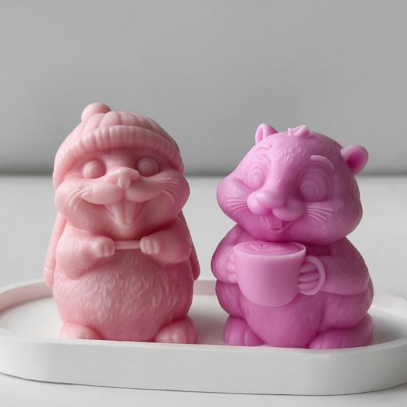 Easy Releasing Silicone Mold Crafting Groundhog Statues Moulds Candle Silicone Molds Suitable for Various Materials