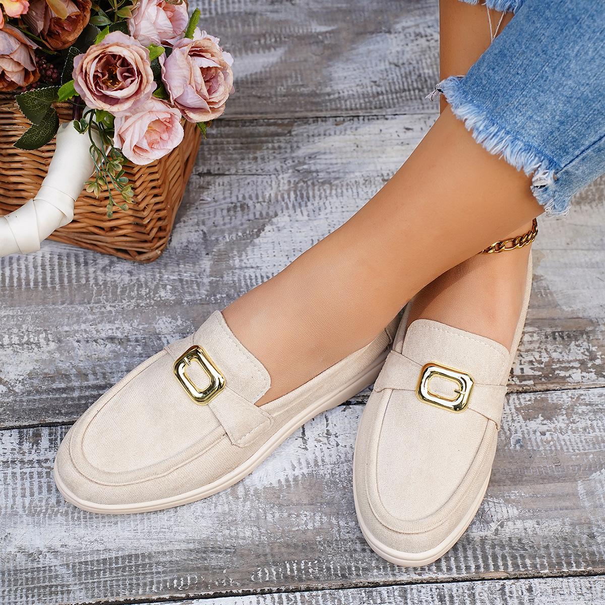 

Мокасины Женская обувь Новые модные роскошные дизайнерские туфли на платформе с толстой подошвой, увеличивающие рост Туфли без шнуровки с металлической цепочкой 41 бежевый