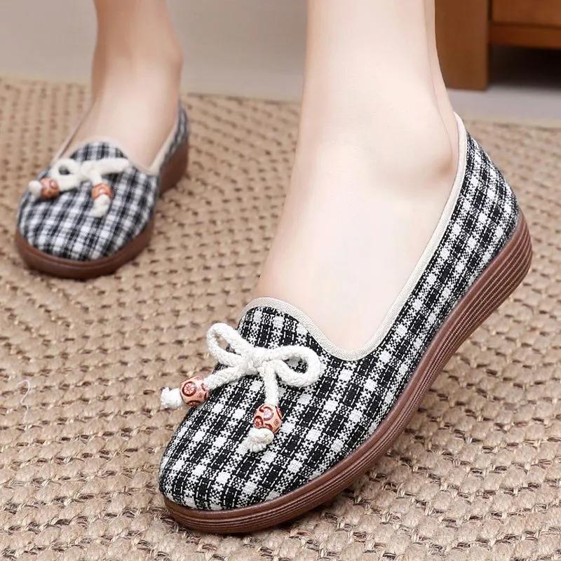 Women Casual Plaid Pattern Spring Slip On Anti Skid Flat Shoes Lady Cute Comfort Spring Summer Loafers Sapatos Ab562