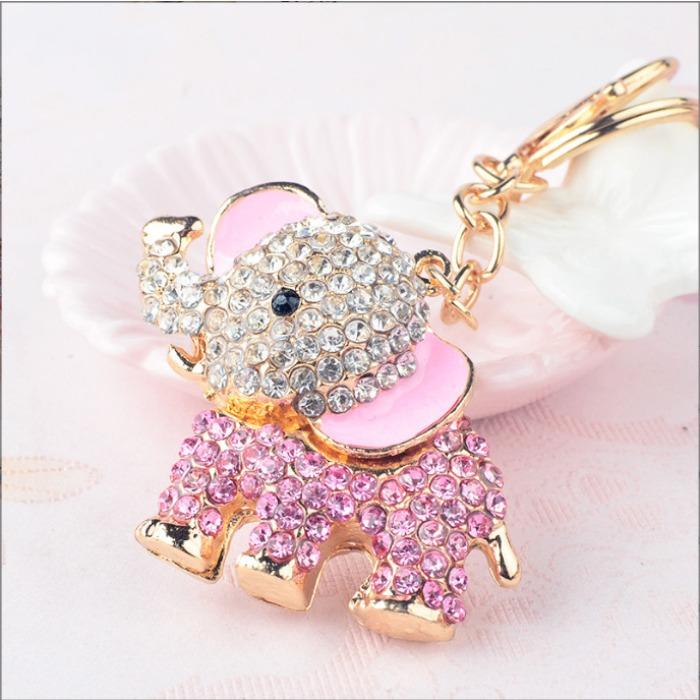 Cartoon diamond studded elephant keychain, Korean version, creative women's handbag keychain, elephant pendant