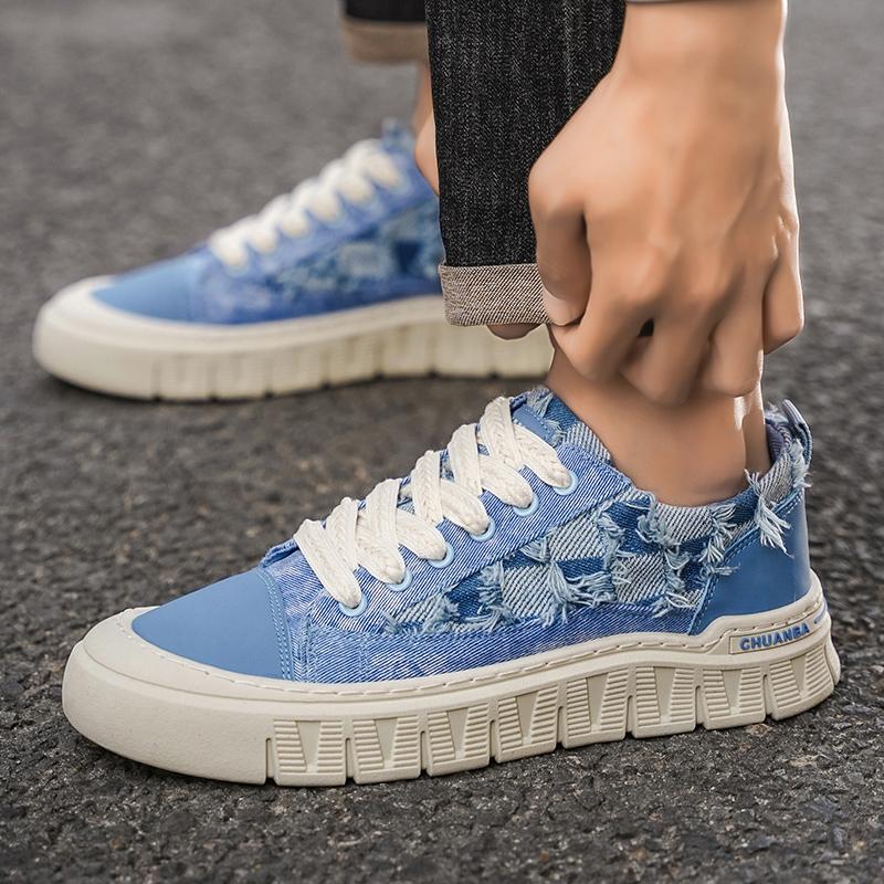 Scarpe da Uomo Nicchia Scarpe da Skate in Denim Tendenza Moda Sneakers Scarpe da Corsa Antiscivolo per Esterno