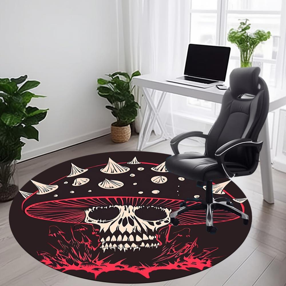 1pc Mushroom Skull Office Round Area Rug, Under Office Chairs Bedroom Living Room Home Decor, Room Deco